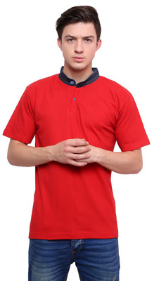 Lemon & Vodka Men' Mandarin Collar Red T-Shirt