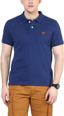 Urban Eagle by Pantaloons Solid Men's Polo Neck Dark Blue T-Shirt