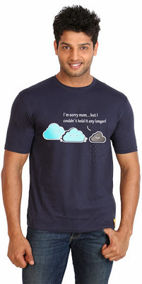 Campus Sutra Printed Men Round Neck Blue T-Shirt
