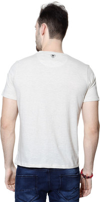 SF Jeans by Pantaloons Printed Men's Round Neck Grey T-Shirt, Ecru melange