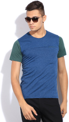 United Colors of Benetton. Solid Men's Round Neck Blue T-Shirt, 10f
