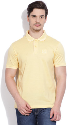 Arrow Sport Solid Men's Polo Neck Yellow T-Shirt, Lt. yellow