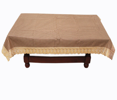 E-Retailer Checkered 4 Seater Table Cover(Brown, PVC)