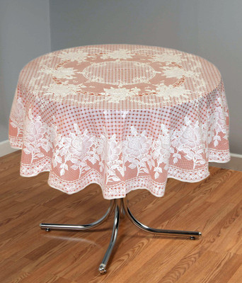 Katwa Clasic Floral 4 Seater Table Cover(Beige, PVC)