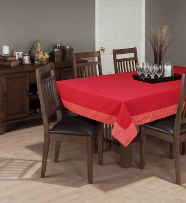 Elan Solid 6 Seater Table Cover(Red, Cotton)