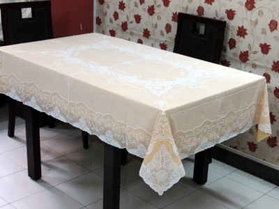 Katwa Clasic Floral 6 Seater Table Cover(Yellow, PVC)