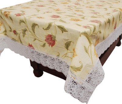 E-Retailer Floral 4 Seater Table Cover(Yellow, PVC)