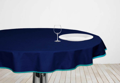 Elan Solid 4 Seater Table Cover(Blue, Cotton)