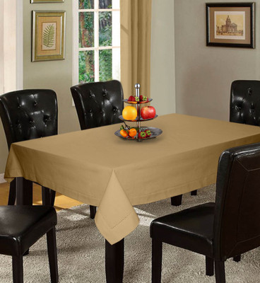 Lushomes Solid 4 Seater Table Cover(Beige, Cotton)