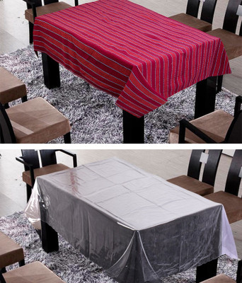 Freely Striped 8 Seater Table Cover(Red, Cotton)