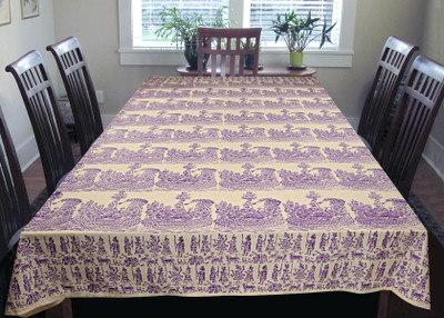 Coco Bee Printed 6 Seater Table Cover(Purple, Cotton)