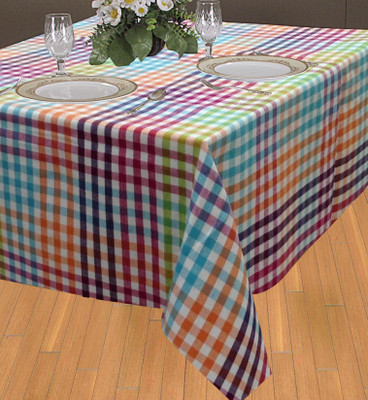 Elan Checkered 6 Seater Table Cover(Multicolor, Cotton)
