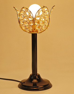 Being Nawab Designer Gold Lotus Table Lamp(36 cm, Black, Gold)