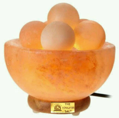 MTS Himalayan Rock Salt Fire Bowl Balls Table Lamp(15 cm, Orange)