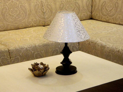 RDC Black Double Ring Stand Table Lamp with 10" Round White with Silver Polka Dots Designer Lamp Shade Table Lamp(32 cm, Black)
RDC Black Double Ring Stand Table Lamp with 10" Round White with Silver Polka Dots Designer Lamp Shade Table Lamp(32 cm, Black)