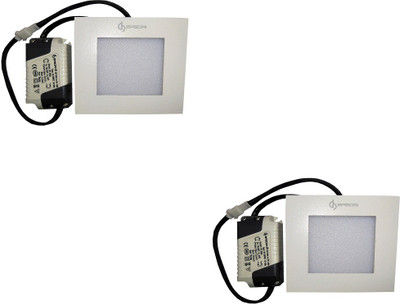 EPSORI 4Watt 6500k White Square Indoor Cosiva Led Down Light Set of 2 Night Lamp(2.5 cm, White)