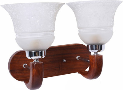 Fos Lighting Icon Double Wooden Night Lamp(25.4 cm, Brown)