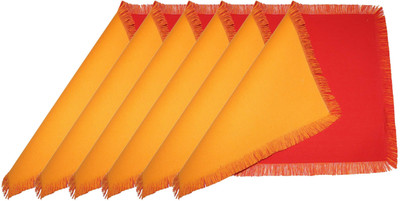 Lushomes Rectangular Pack of 6 Table Placemat(Red, Cotton)