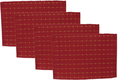 Elan Rectangular Pack of 4 Table Placemat(Red, Cotton)