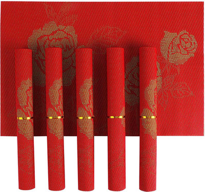 HOKIPO Rectangular Pack of 6 Table Placemat(Red, PVC)