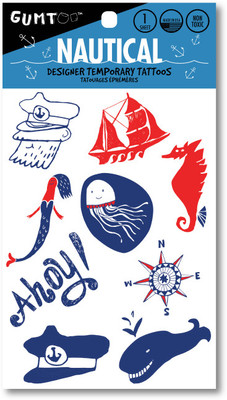 Gumtoo Nautical - Designer Temporary Tattoos(Ship, Anchor, SOS, Mermaid, Ahoy, Aye Capitan)
Gumtoo Nautical - Designer Temporary Tattoos(Ship, Anchor, SOS, Mermaid, Ahoy, Aye Capitan)