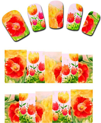 SENECIO™ Red Orange Tulips Water Transfer Nail Tattoo(Tulip)