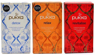 Pukka Pukka Organic & Herbal Tea Combo Detox, Revitalise, Relax Fennel, Cardamom, Ginger, Chamomile Green Tea(400 g, Box)
Pukka Pukka Organic & Herbal Tea Combo Detox, Revitalise, Relax Fennel, Cardamom, Ginger, Chamomile Green Tea(400 g, Box)