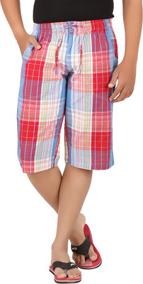 All Times Checkered Men's Three Fourths, Blue;red