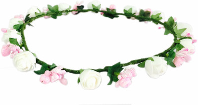 Loops n knots Princess Flora Crown & Tiara(White, Pink, Pack of 1)