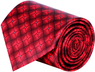 CorpWed Embroidered Charm Embroidered Men's Tie, Red