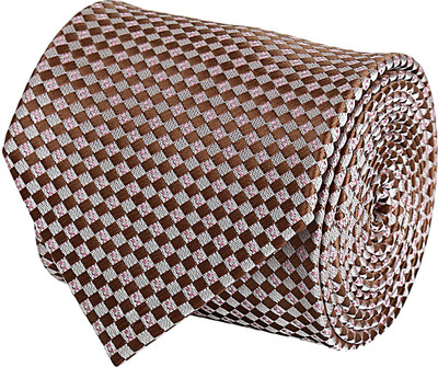 CorpWed Stylish Appeal Embroidered Men's Tie, Brown;white