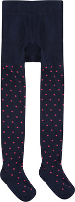 Life by Shoppers Stop Polka Print Girls Dark Blue Tights, Navy