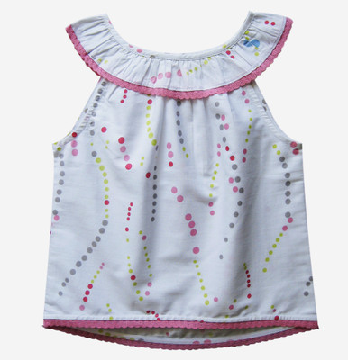 Caca Cina Girls Casual Cotton Top(White, Pack of 1)