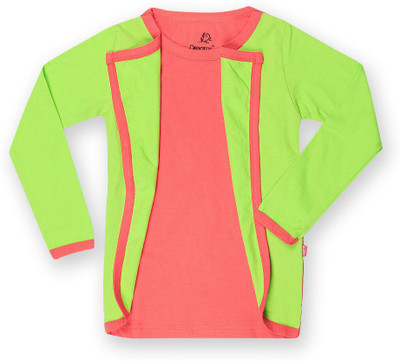Dreamszone Girls Casual Cotton Top(Green, Pack of 1)