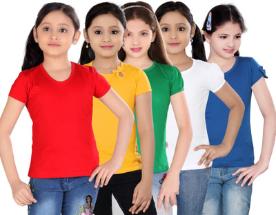 Sini Mini Casual Cotton Top(Multicolor, Pack of 5