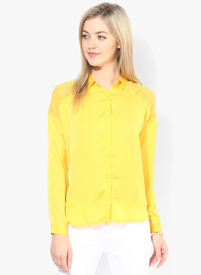 Only Casual Full Sleeve Solid Women's Yellow Top, Daffodil