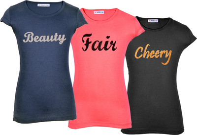 Lil Orchids Casual Cotton Top(Multicolor, Pack of 3, Navy