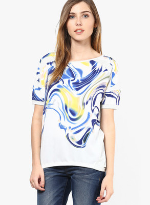Vero Moda Printed Women's Round Neck White T-Shirt, Snow white