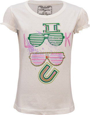 Kothari Girls Casual Cotton Top(White, Pack of 1, Offwhite