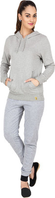 Campus Sutra Solid Women's Track Suit, Gray