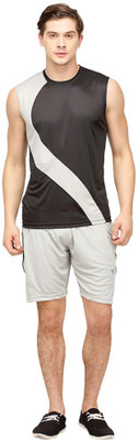 Campus Sutra Solid Men' Track Suit, Black;grey