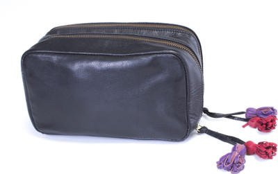 Ess Tee Genuine Leather Make up Bag(Black)