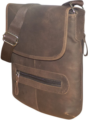 Style 98 Men & Women Casual Brown Genuine Leather Sling Bag