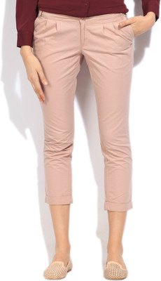 Arrow Slim Fit Women's Pink Trousers, Skin col