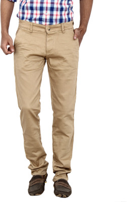 Carbon Slim Fit Men's Brown Trousers, Khaki