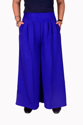 Teeny Bopper Regular Fit Women's Blue Trousers, Solid blue