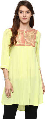 Shakumbhari Solid Women's Tunic, Lemon