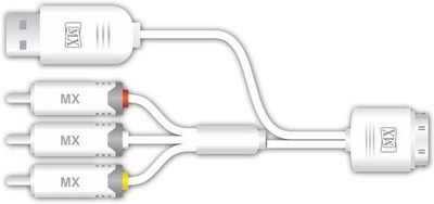 MX TV-out Cable Apple Dock Connector 30 Pin / 3 Rca Male + Usb Type A - Male Cable - 2 Mtr : 3343(White, For iPhone, 2 m)
MX TV-out Cable Apple Dock Connector 30 Pin / 3 Rca Male + Usb Type A - Male Cable - 2 Mtr : 3343(White, For iPhone, 2 m)