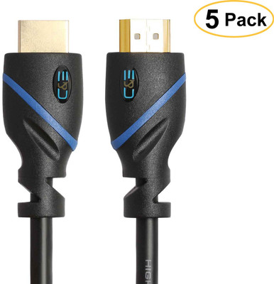 CE CL3 Certified - Supports 3D and Audio Return Channel, 1.5 Feet, 5-Pack HDMI Cable(Compatible with HDTV, Blu Ray, Set Top Box, Black)
CE CL3 Certified - Supports 3D and Audio Return Channel, 1.5 Feet, 5-Pack HDMI Cable(Compatible with HDTV, Blu Ray, Set Top Box, Black)