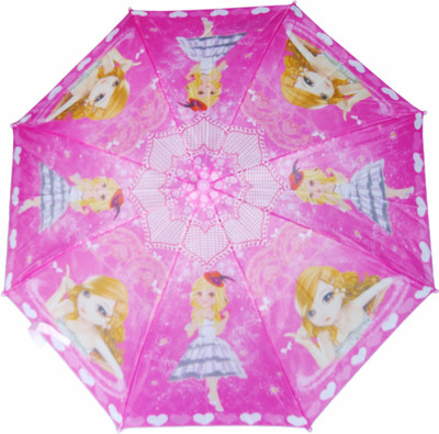 Fiable Creations Doll Heart Print 18" Radius kids Umbrella(Pink)